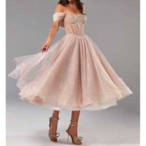 Milla dress Delicate sparkly cocktail midi dress prom